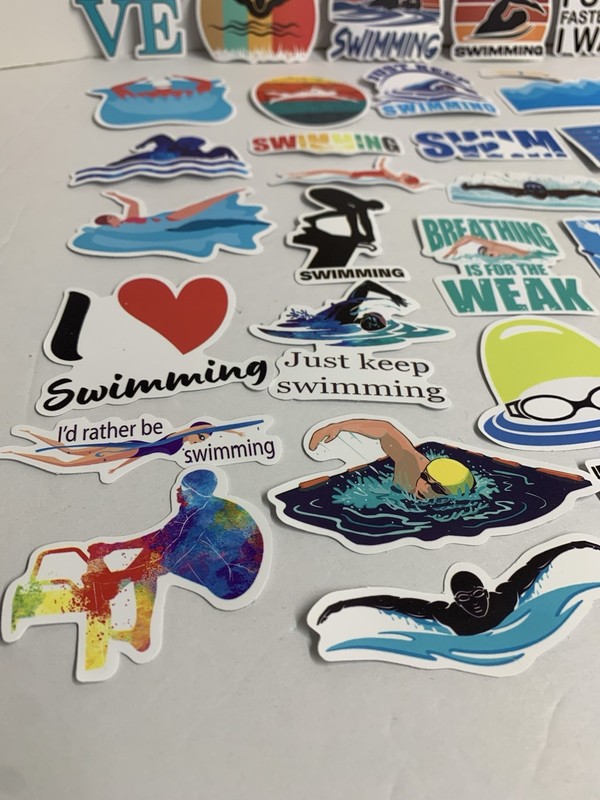 50 Swimming Stickers - Vinyl Waterproof Swim Theme for Kids and Adults (#26541) gallery