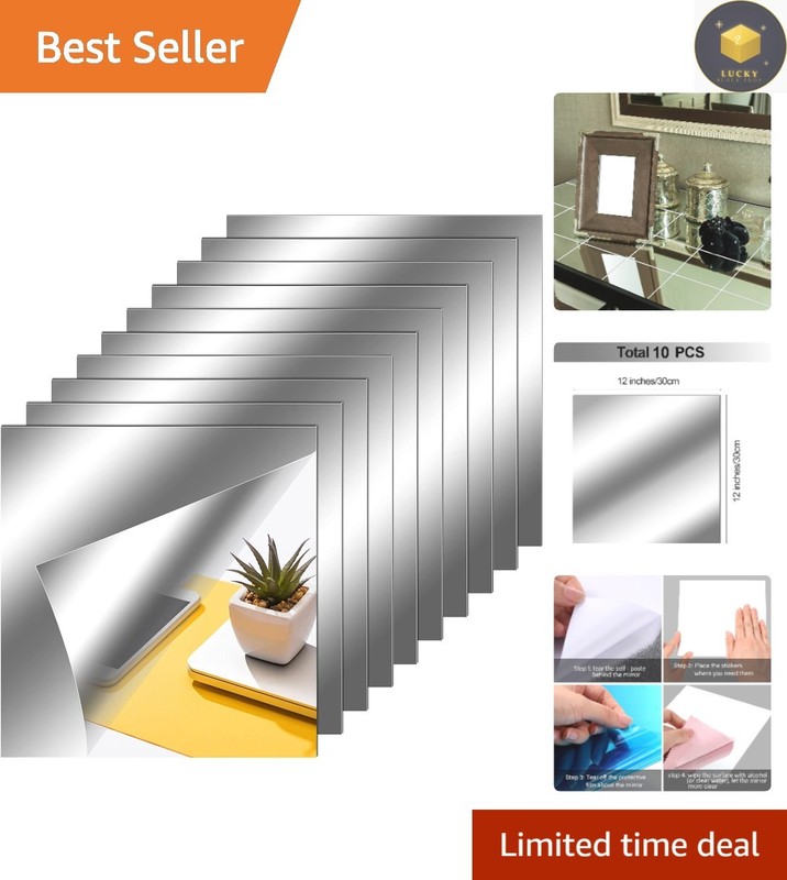 Minimalist 12×12 Inch Non-Glass Mirror Stickers – Elegant Home Wall Decoration