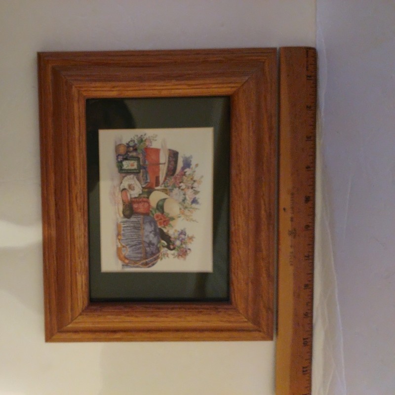 Signed 2- 5 x 7 Thick Vintage Solid Oak Frames Glass Wood Farmhouse Country Wall gallery