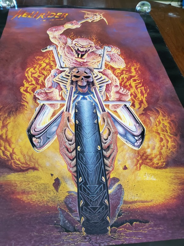 HELL RIDERS SKULL MOTORCYCLE POSTER FIRE 32X 22 1993