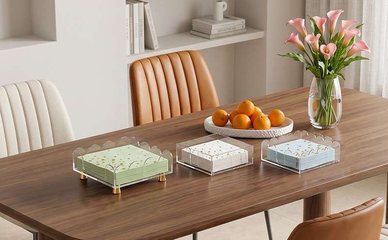 5.9x5.9x2.4in Acrylic Bathroom Guest Hand Towel Tray, Thick Flat Paper Napkin gallery