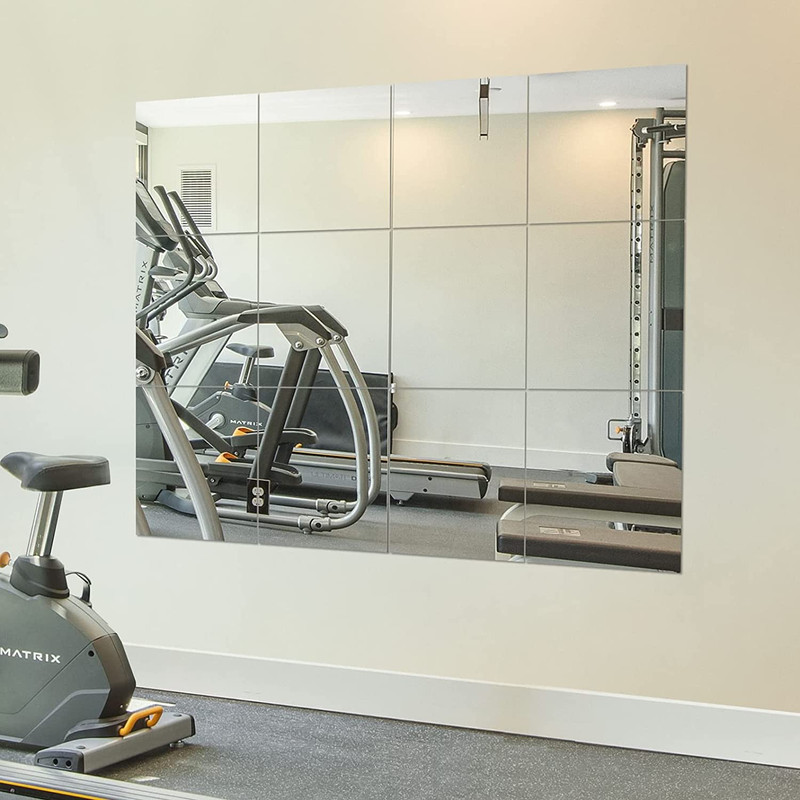 Home Gym Mirrors 12 Inch X 12Pcs Wall Mounted Mirror Glass Frameless Full Length