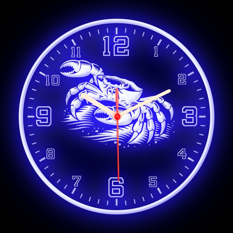 25ck1091 Crab Ocean Dive Diving Fishing Shop Flexible Neon Clock 7 Colors