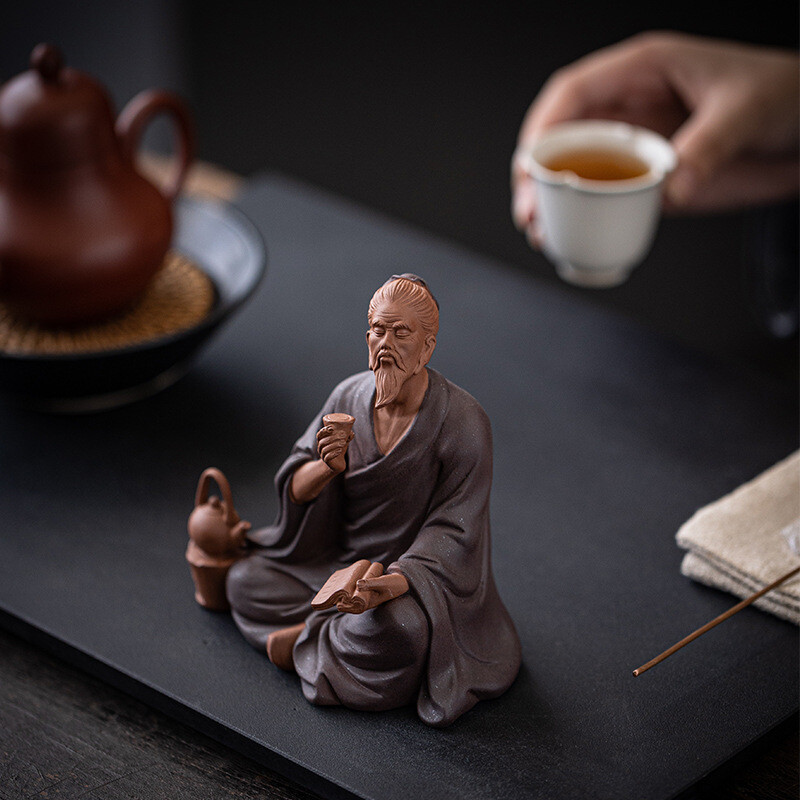 Chinese Zen Purple Clay Historical Figures Tea Saint Decoration Creative Tea Pet
