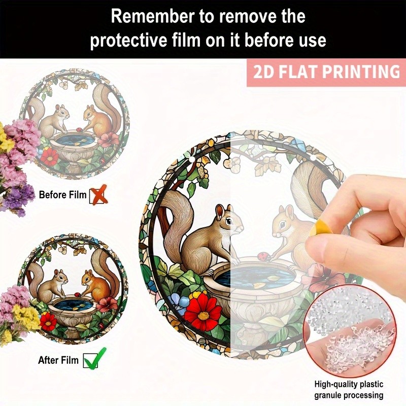 Squirrel Pair Acrylic Suncatcher 2D Print Forest Theme Home Window Hanging Decor gallery