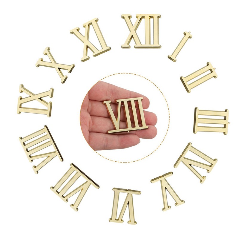 2 Sets Roman Numeral Clock Numbers Electroplated Hands Components for Making gallery
