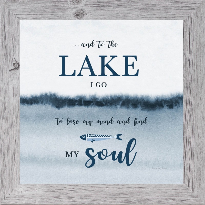 Lake Wall Art – “And to the Lake I Go” – Framed Cabin Decor by Summer Snow