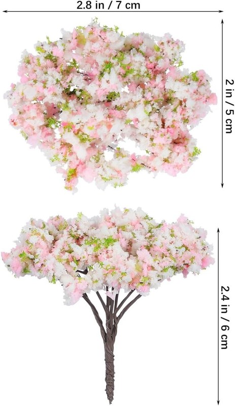 8pcs Cherry Blossom Tree Model, Artificial Blossom Cherry Tree Scenery Model gallery