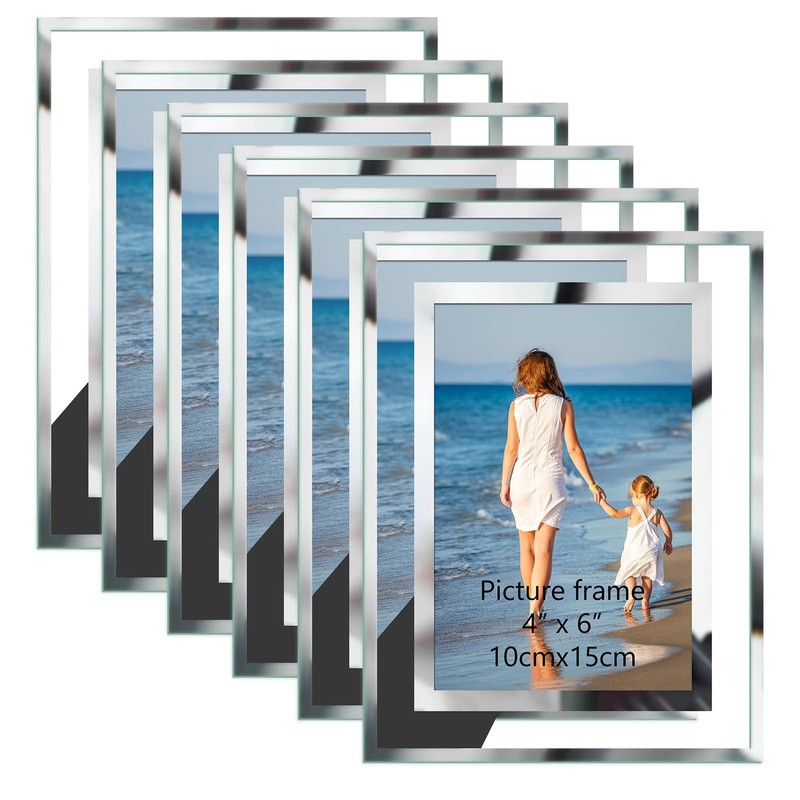 Hoikwo Bulk 4×6 Simple Elegant Picture Frames, 6 Packs 4×6-6 Silver