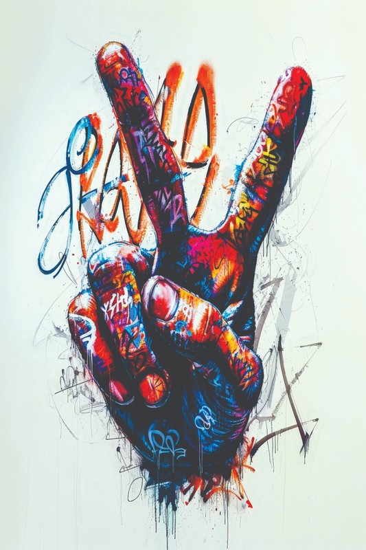 PEACE SIGN BANKSY GRAFFITI POP ART PRINT/POSTER CANVAS/SATIN PHOTO PAPER T45