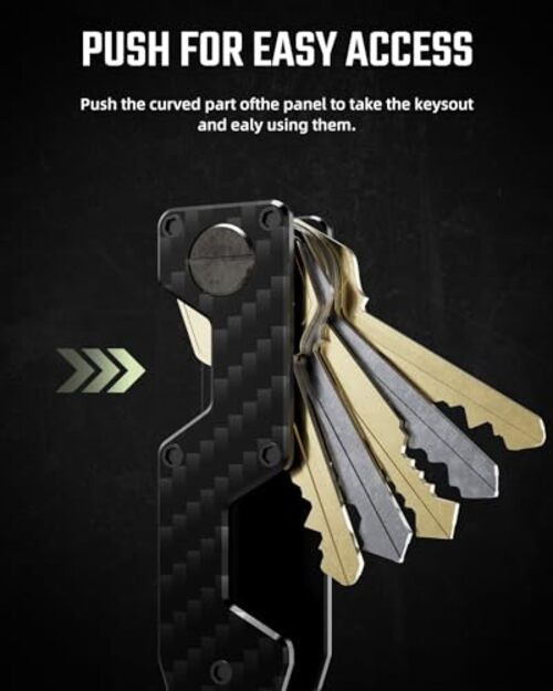 Key Organizer Compact Key Holder Metal Key Chain One Size Carbon Fiber gallery