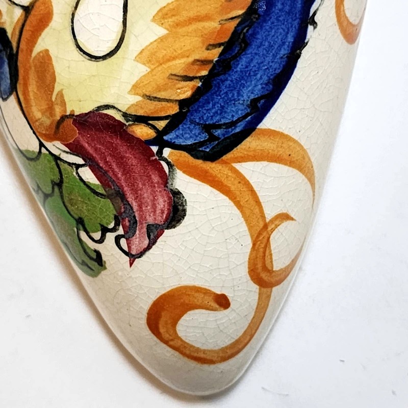 Vintage Japan Floral Bird Wall Pocket Vase Hand Painted Urn Shape 1940s gallery