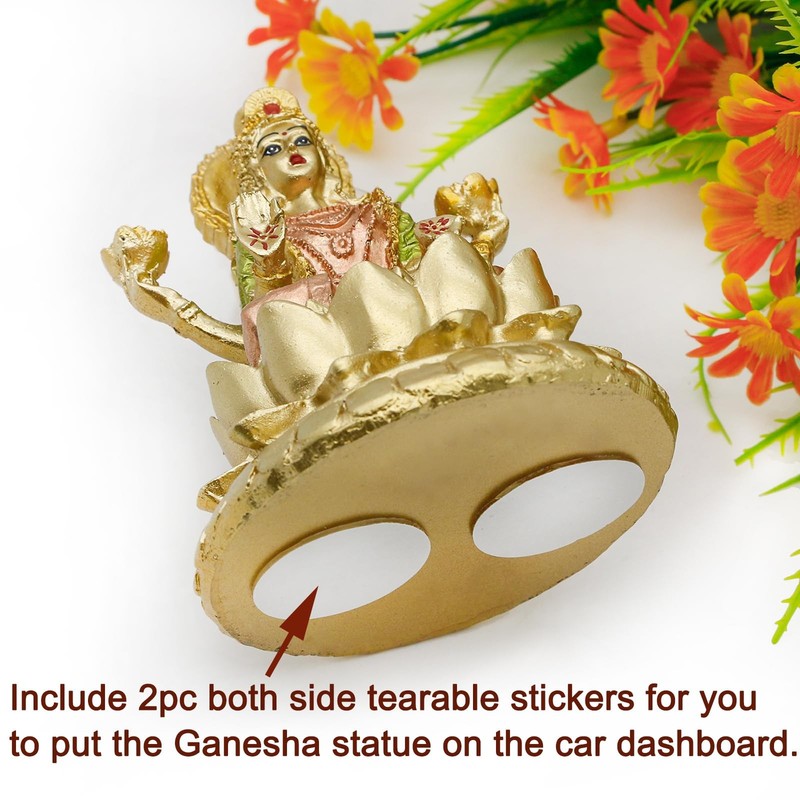 Hindu Goddess Lord Laxmi Statue - 4.4" H Gold Indian God Lakshmi Figurine fo gallery