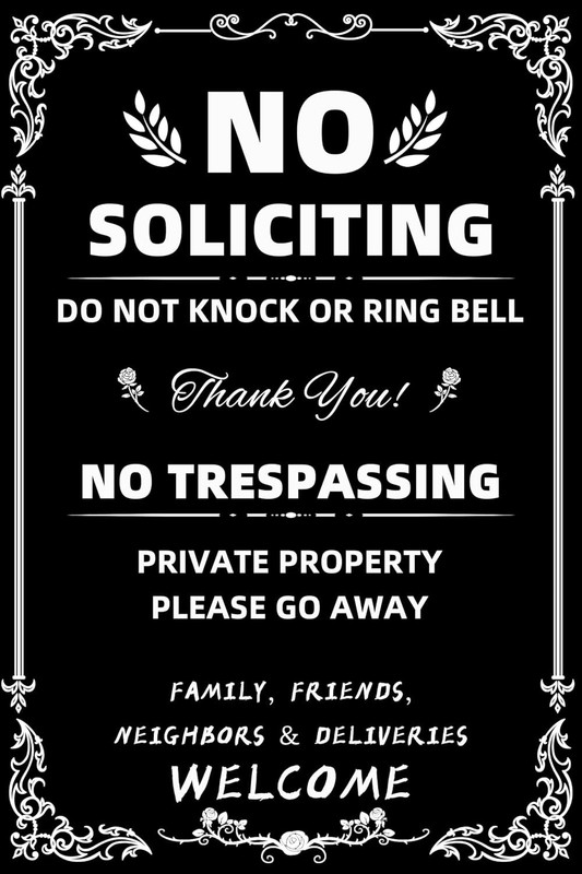 Versatile No Soliciting Aluminum Metal Sign for Indoors & Outdoors - Chic Design gallery