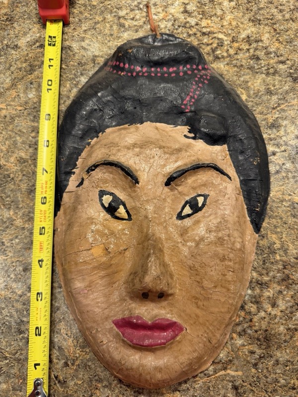Papier-Mâché Face Wall Mask Decor Black Beige Pink 11 in x 8 in gallery