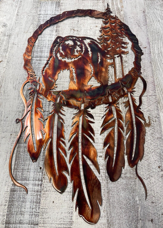Dream Catchers Forest Bear Metal Wall Art – Copper – 26 1/2″ x 15 1/2″