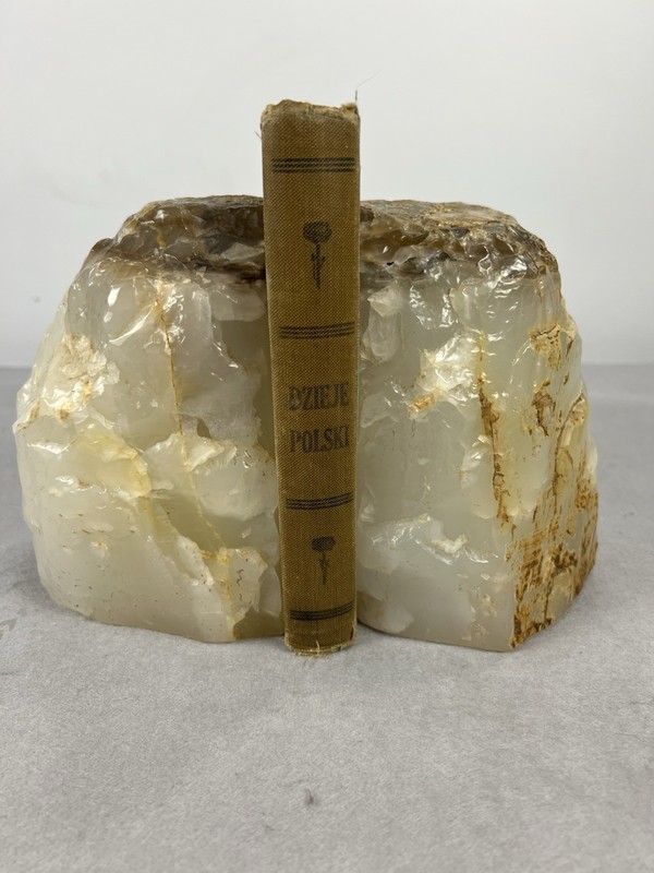 Natural Stone Onyx Heavy Bookends Set Of 2 Decorative 6.5” Polished Interior