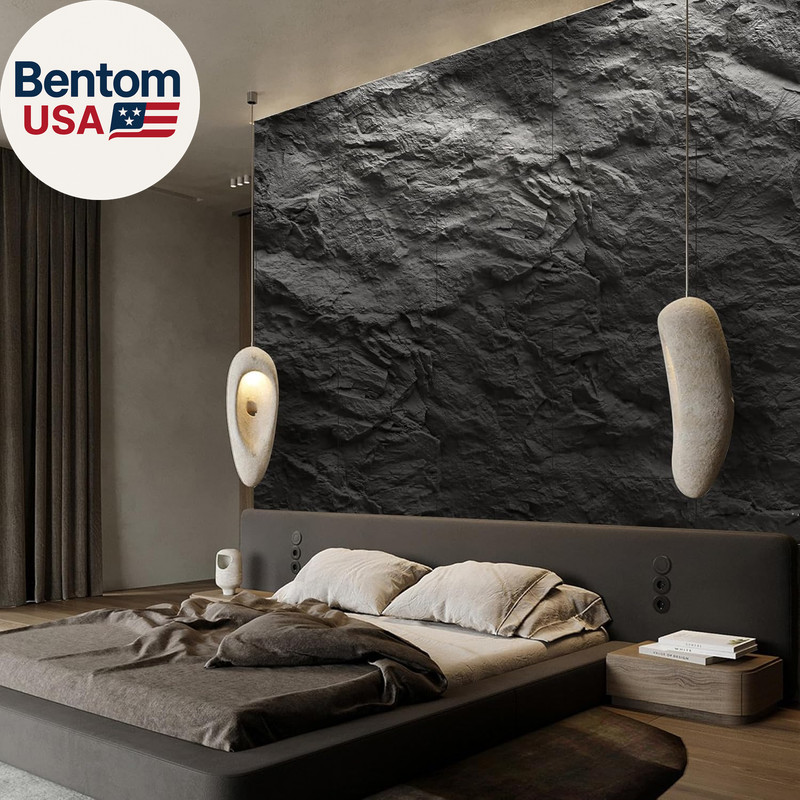 3D Faux Stone Wall Panels, 4 PCS PU Wainscoting Panel for Interior Wall Decor, C gallery