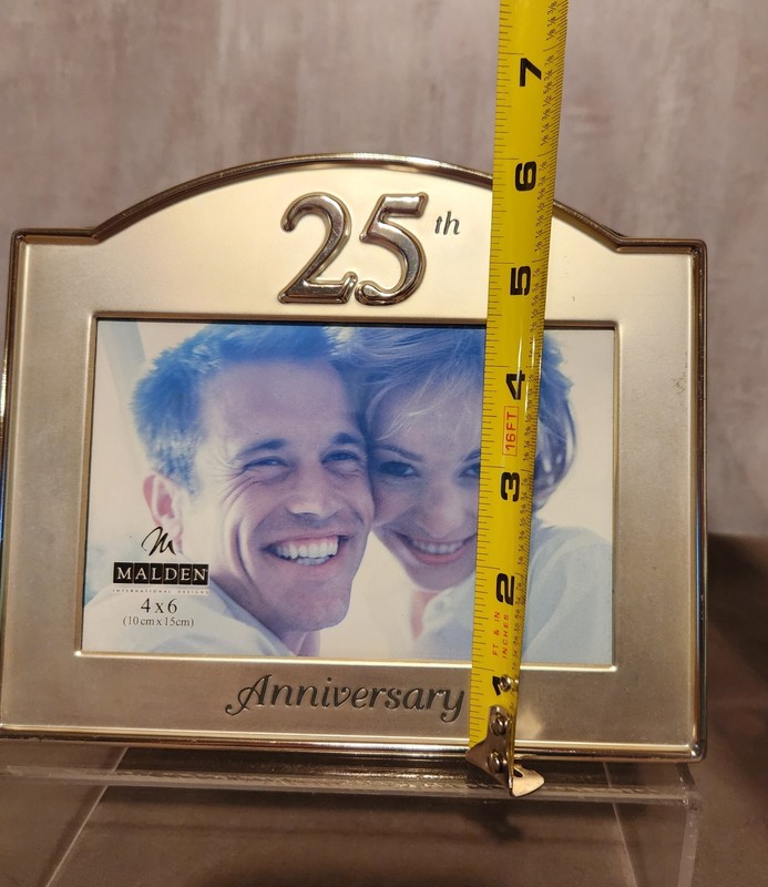 Malden 25th Anniversary Picture Frame 4"x6" Silver Metal Brushed Polished gallery