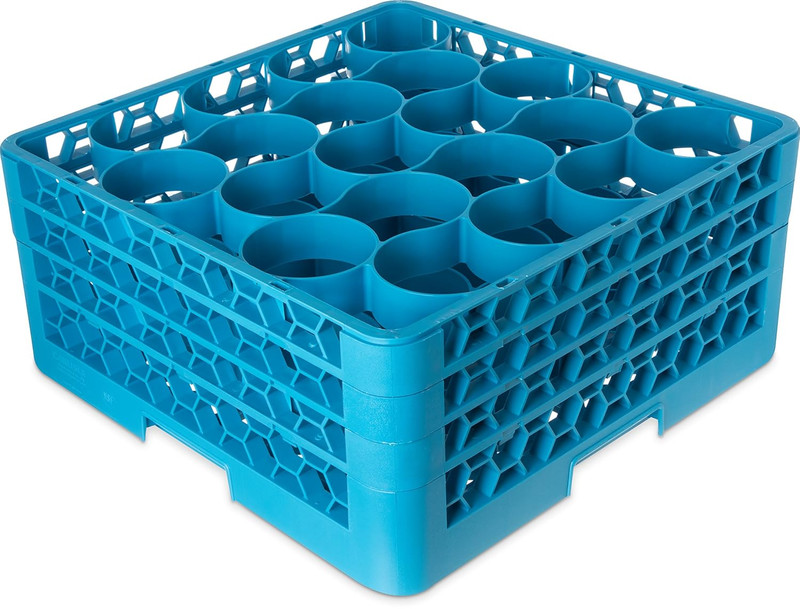 RW20-214 Opticlean Newave Polypropylene 20-Compartment Glass Rack with 3 Extende