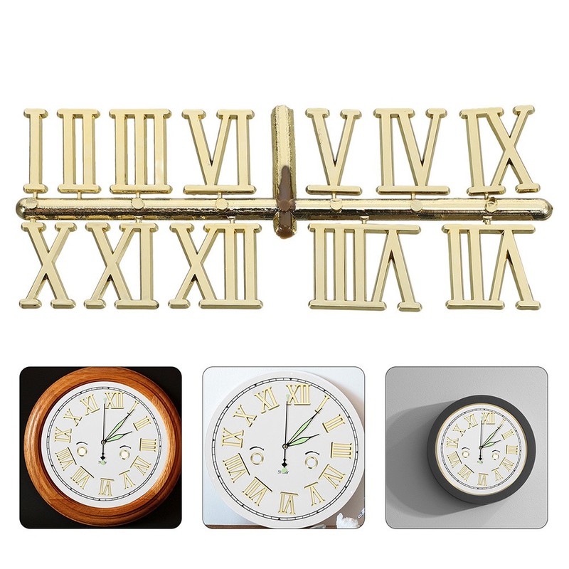 2 Sets Roman Numeral Clock Numbers Electroplated Hands Components for Making gallery