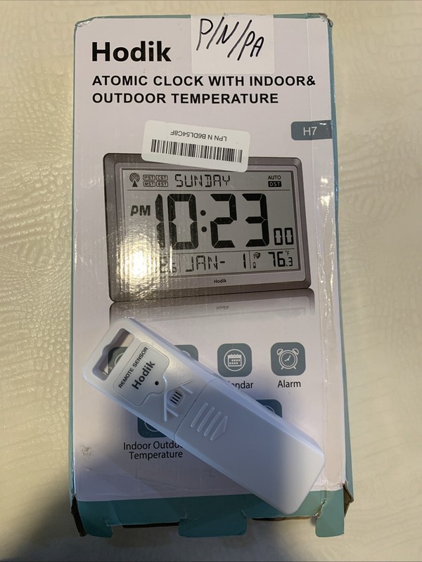 Hodik Atomic Clock With Indoor/Outdoor Temperature With Backlight