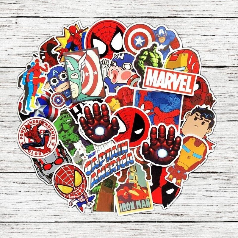 SUPERHERO Vinyl Stickers [A] IRON MAN Spider-Man HULK Batman CAPTAIN AMERICA +