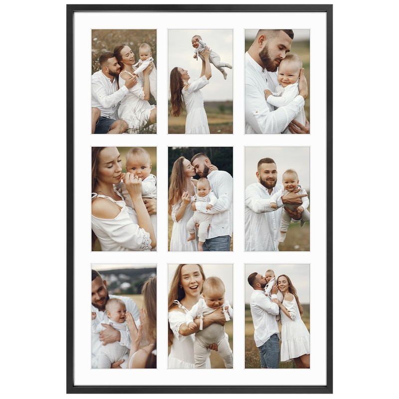 4×6 Aluminum Collage Frame 9 Opening Photo Display with Mat or Single Frame