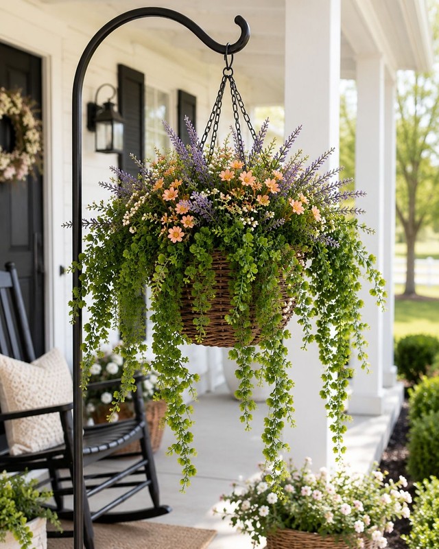 Set of 2 Hanging Greenery Bushes Artificial Boxwood Eucalyptus Hanging Plant Far gallery