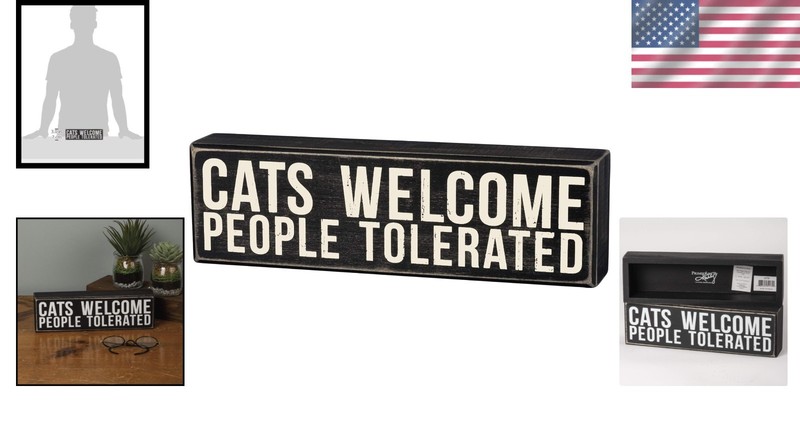 Charming Wood Box Sign: 'Cats Welcome - People Tolerated' for Cozy Homes gallery