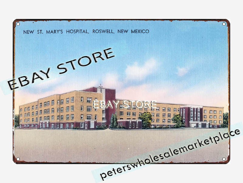 1930-45 New St. Mary’s Hospital, Roswell, New Mexico tin sign affordable decor