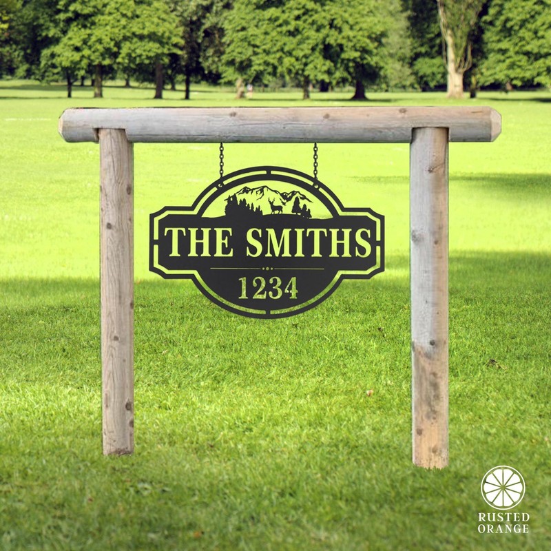 Personalized Metal Address Plaque: Rustic Wildlife Decor, House Number Sign