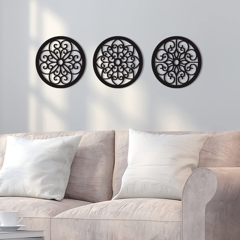 Bnesi 3 Pieces Thickened Rustic Wood Wall Decor,Farmhouse Circle Wall Decor M... gallery