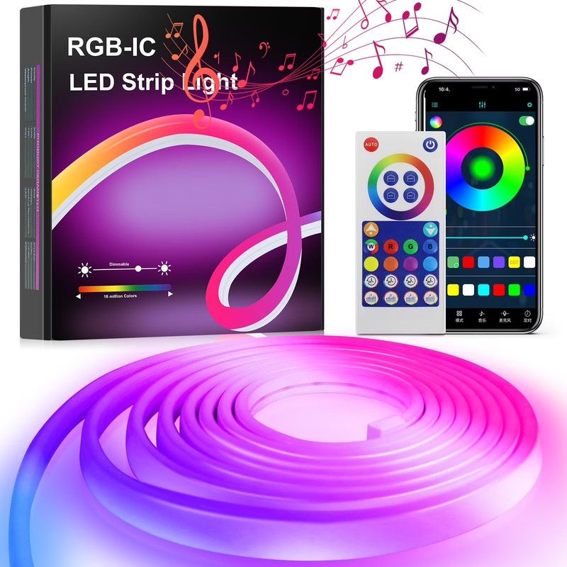 Indoor/Outdoor Neon LED Light – 9.8ft RGB-IC Rope LED Lights