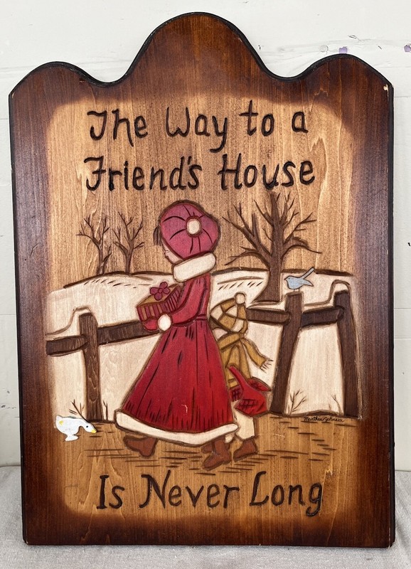 VTG Country Hand Painted Relief "The Way to a Friend's House..." Marthea Johnson gallery