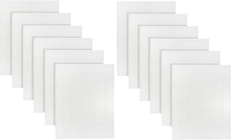 Pack of 12 White Bath Mat Towels 20 x 30 Inches, Economy Hotel Bath Mats for