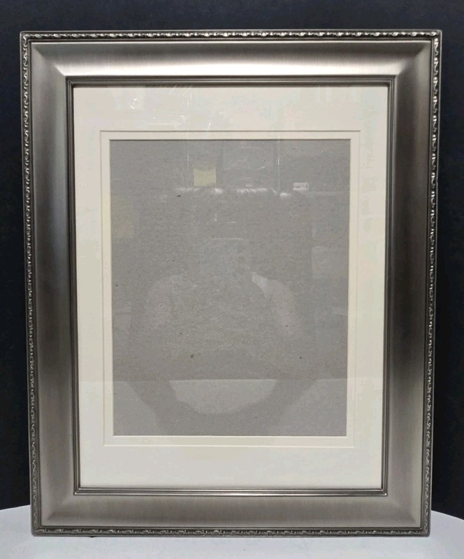 Silver Beaded Picture Frame 13×16 Matted for 8×10 Art Elegant Metallic