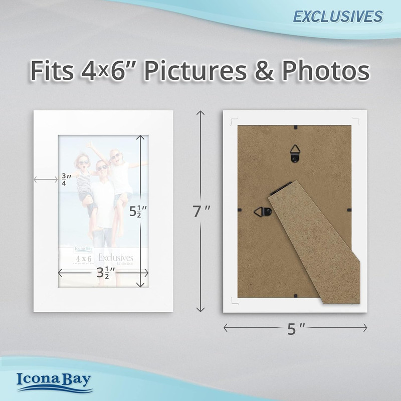 - 4x6 Picture Frames - White, 3 Pack - Sturdy Wood Composite Photo Frames - Slee gallery