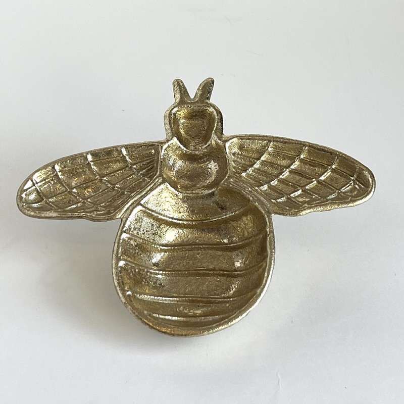 Bee Shaped Decorative Cast Iron Dish with Metallic Gold Finish Candle Trinkets