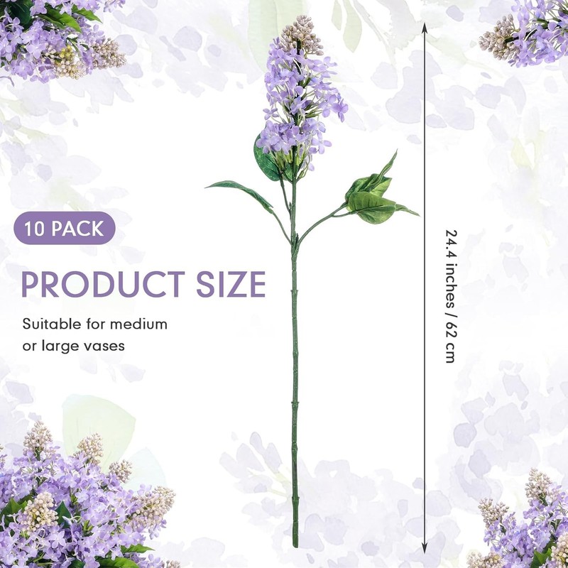 10 Pcs 24" Artificial Lilac Flowers Purple Fake Delphinium Antirrhinum Stem Real gallery
