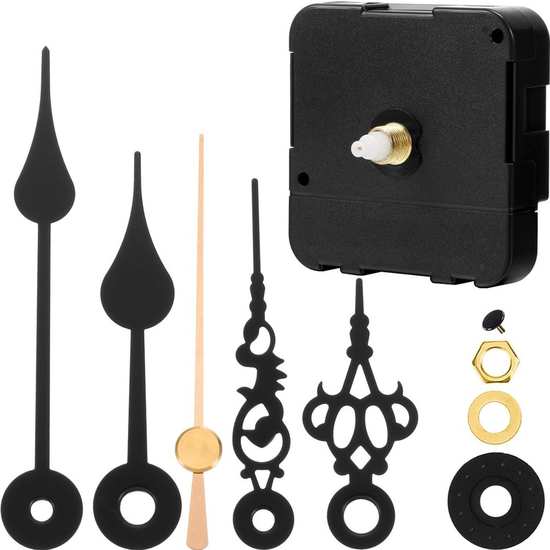 Hicarer Clock Movement Mechanism Kit Operated Shaft Length 3/5 inch, Black