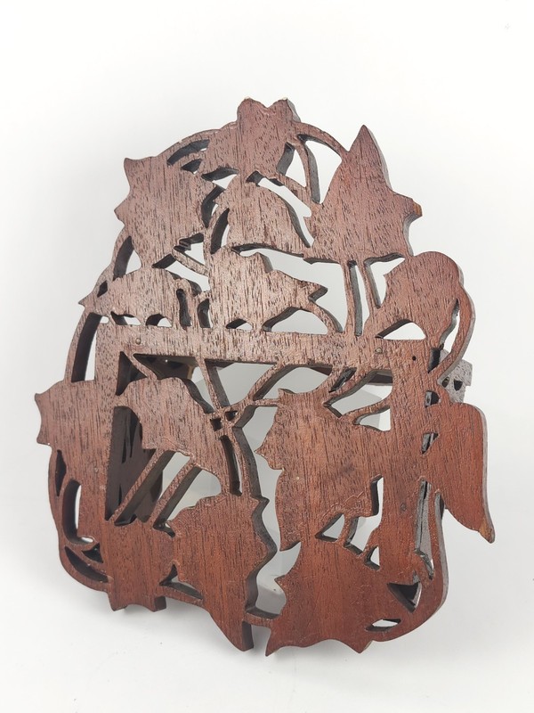 Vintage Wooden Scrollwork Ivy Leaf Vine Wall Shelf Flower Pot Vase Holder 7.25"H gallery