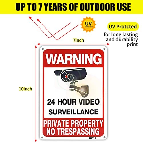 4-Pack No Trespassing Signs Private Property 10x7 Inch Rust-Free Aluminum gallery