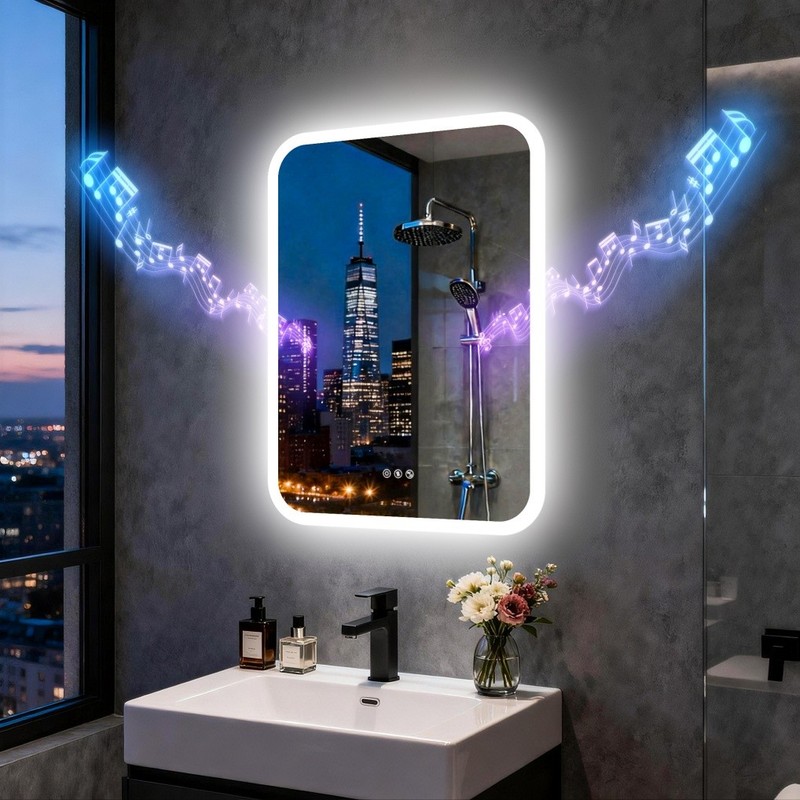 LED Bathroom Mirror Antifog Wall Vanity Illuminated Mirror Bluetooth 24-63inch