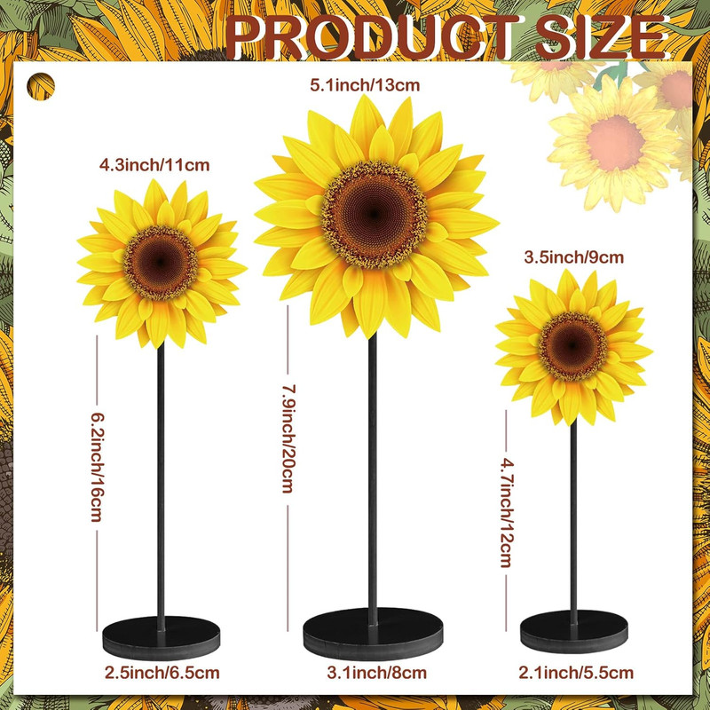 3 Pcs Spring Table Decor Summer Sunflower Wood Table Sign Spring Freestanding Bu gallery
