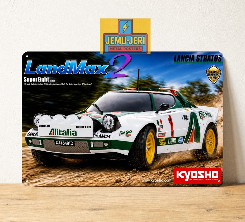 Vintage Kyosho Lancia Stratos LandMax 2 RC Rally Car Metal Tin Sign Poster 20×30