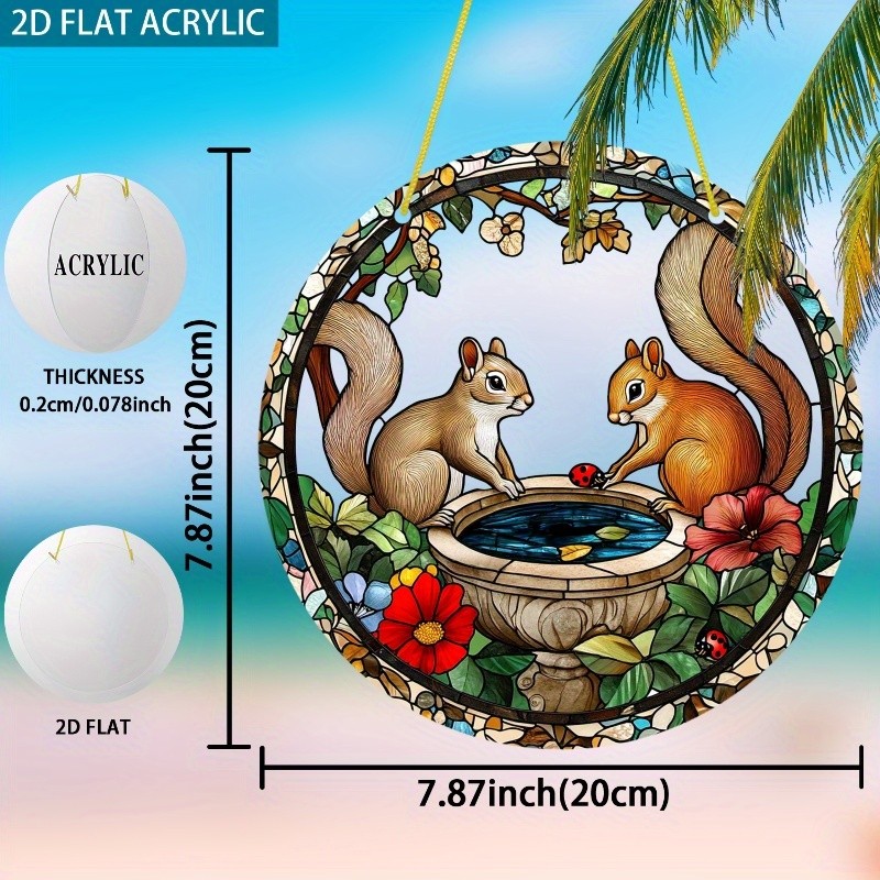 Squirrel Pair Acrylic Suncatcher 2D Print Forest Theme Home Window Hanging Decor gallery
