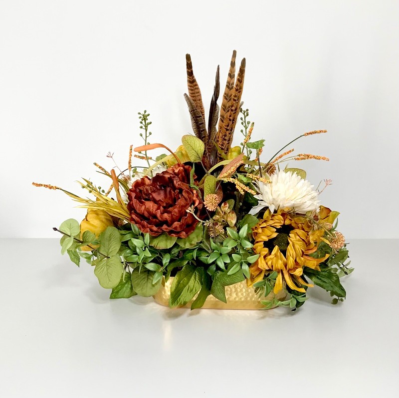 FALL EARTH TONE COLORS FLOWERS THANKSGIVING CENTERPIECE TABLE DECORATION GIFT gallery