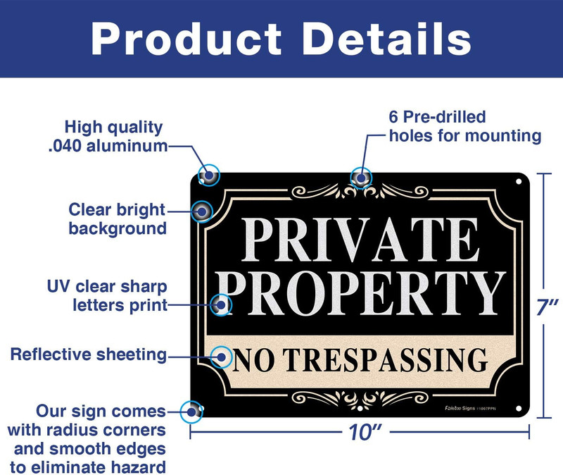 2 Pack No Trespassing Signs Private Property,10X7 Inch Rust Free Aluminum Metal gallery