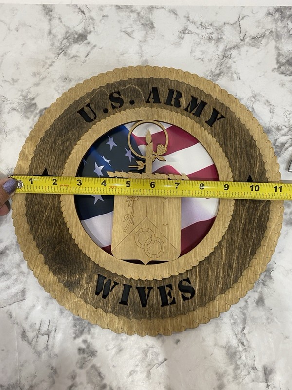 US Army Wives Handmade Round Laser Cut Wood Sign NEW gallery